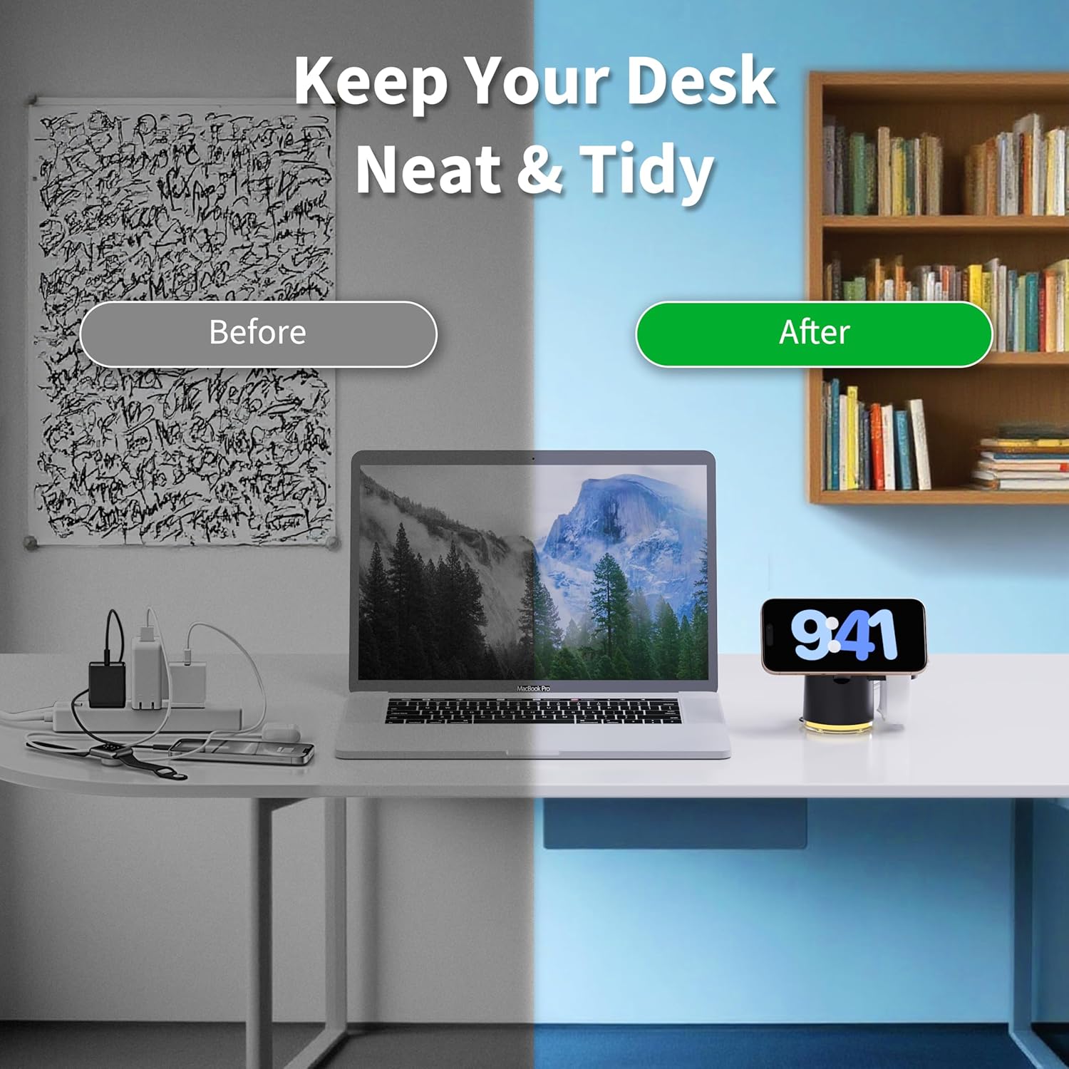 Qi2 15W マグネット式充電ステーション（ナイトライト付き、3in1、ブラック） 