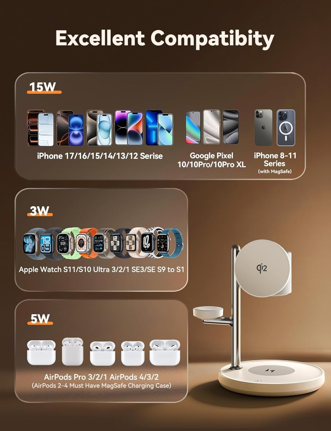 4-in-1 MagSafe Charger: 15W Qi2 Certified