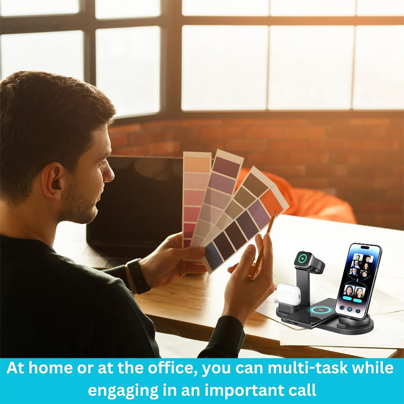 6-in-1 Fast Wireless Charging Dock – Black