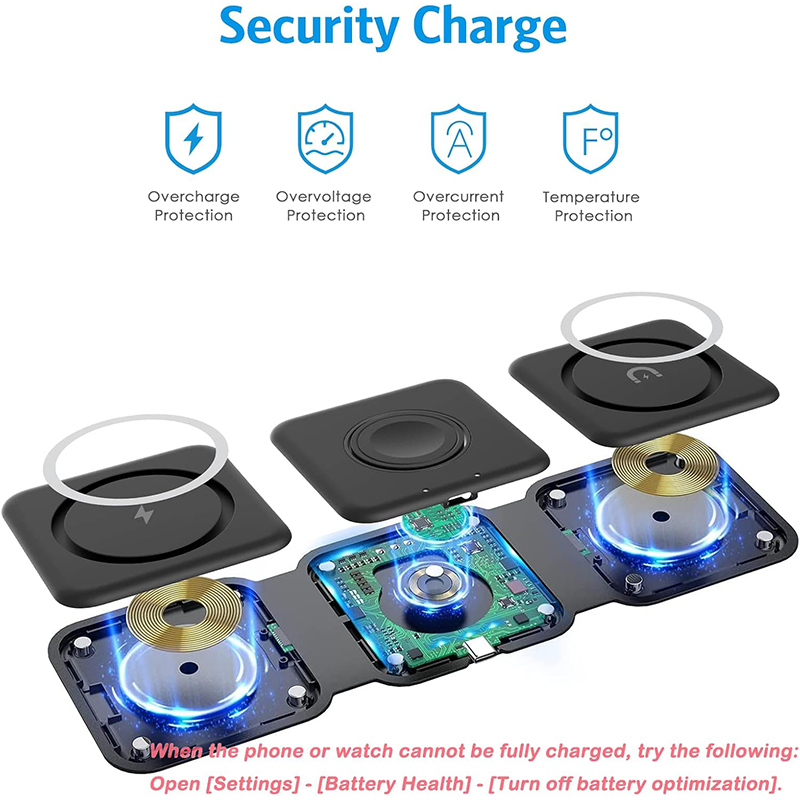 Only3C 3-in-1 Foldable Magnetic Wireless Charger for iPhone, AirPods, Apple Watch