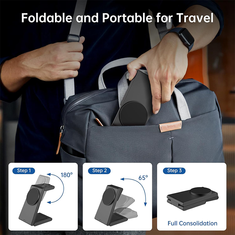 Only3C 3-in-1 Magnetic Wireless Charging Station – Black