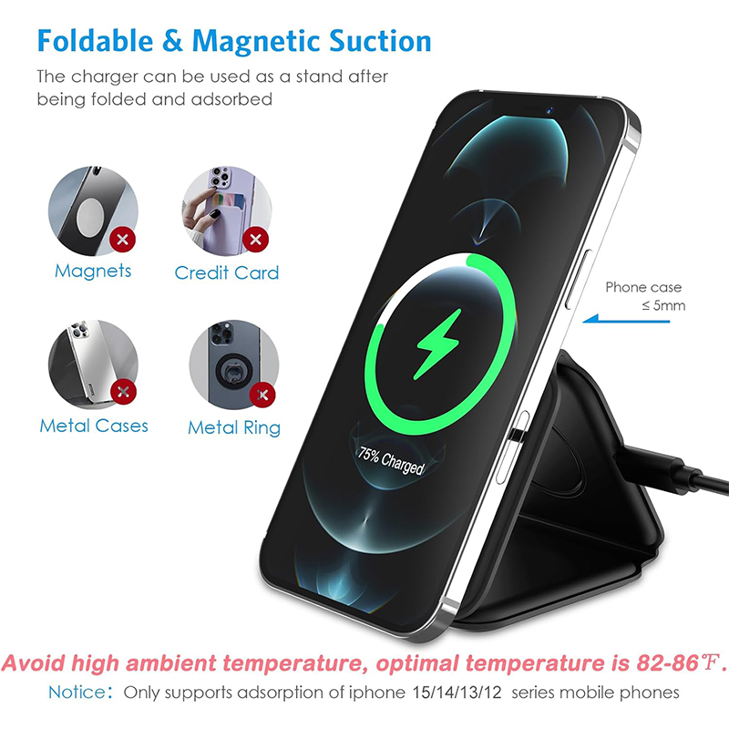 Only3C 3-in-1 Foldable Magnetic Wireless Charger for iPhone, AirPods, Apple Watch
