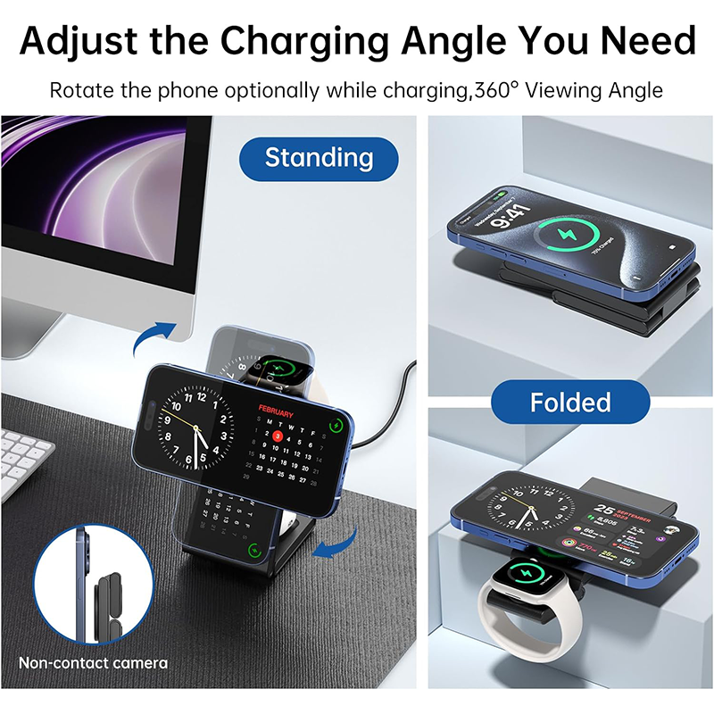 Only3C 3-in-1 Magnetic Wireless Charging Station – Black