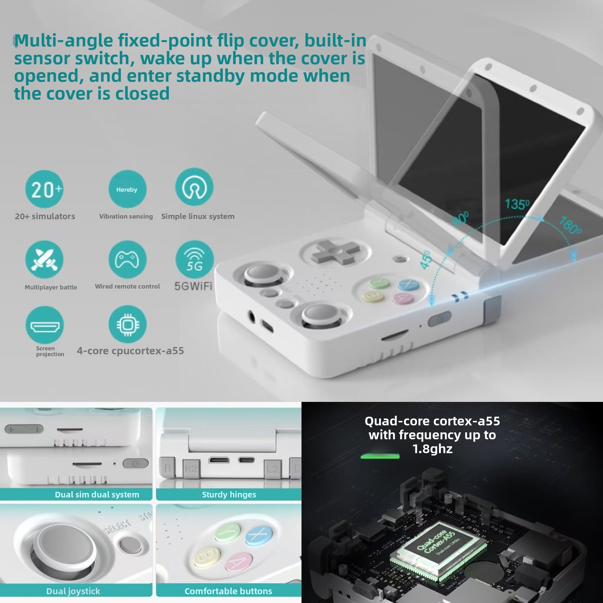 MIYOO Flip V2 Retro Handheld Game Console with Flip Design