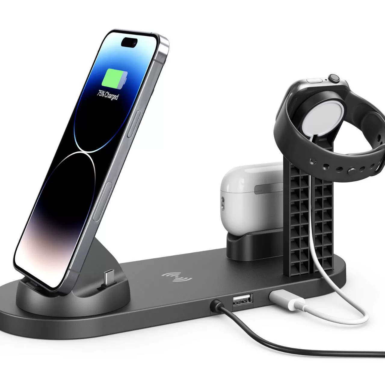 6-in-1 Fast Wireless Charging Dock – Black
