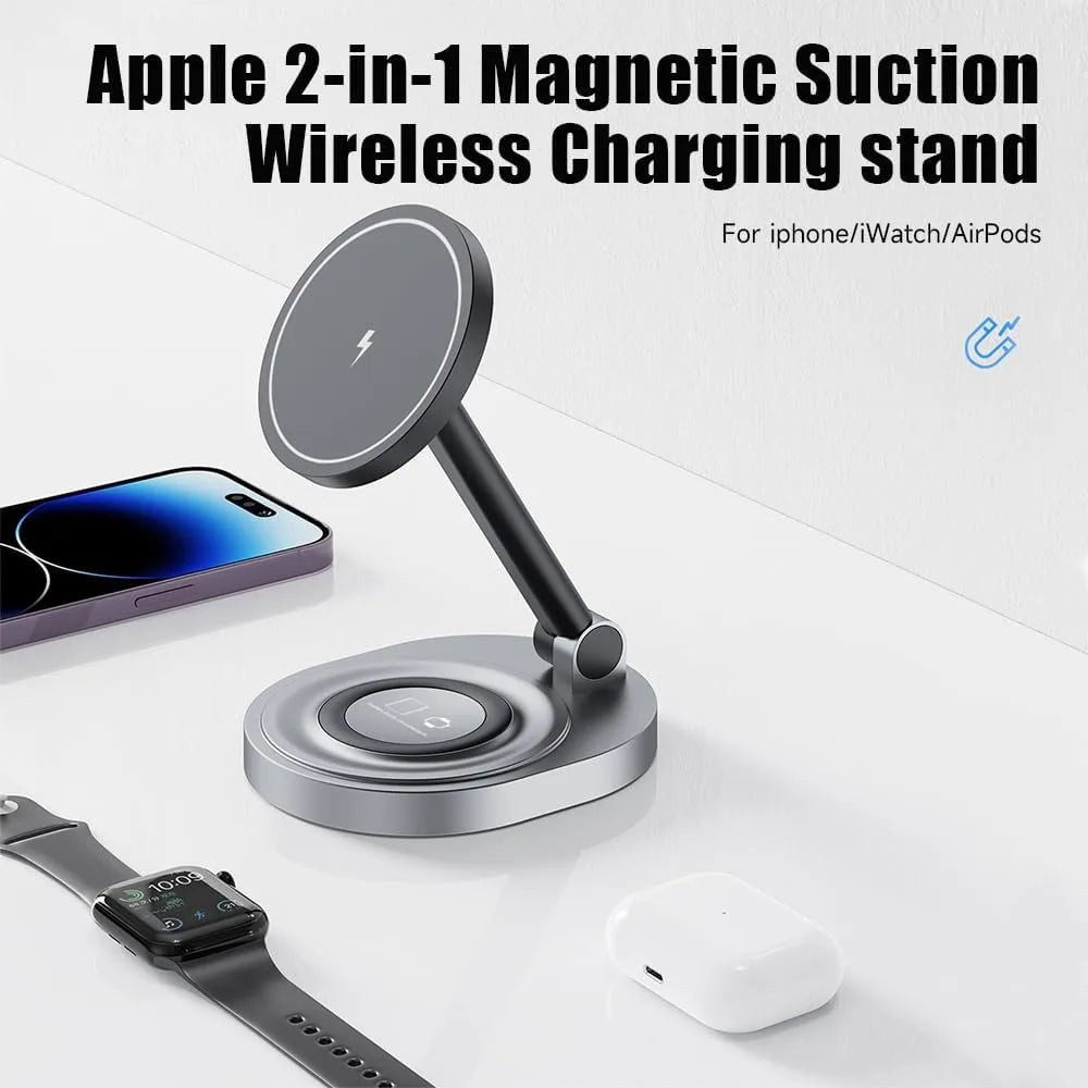 15W Qi2 2-in-1 Foldable Magnetic Charger Stand