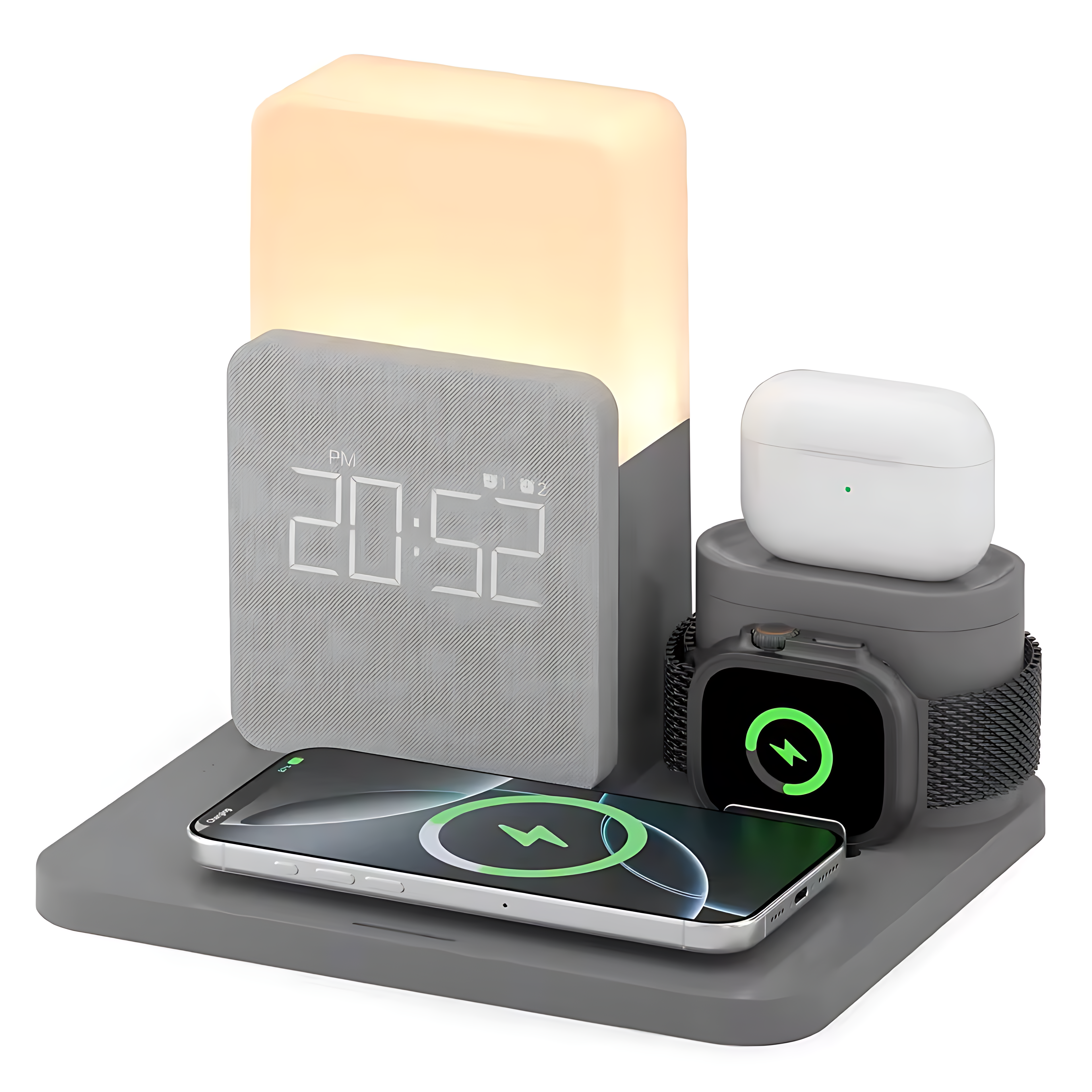 6 in 1 Wireless Charging Alarm Clock for Bedrooms