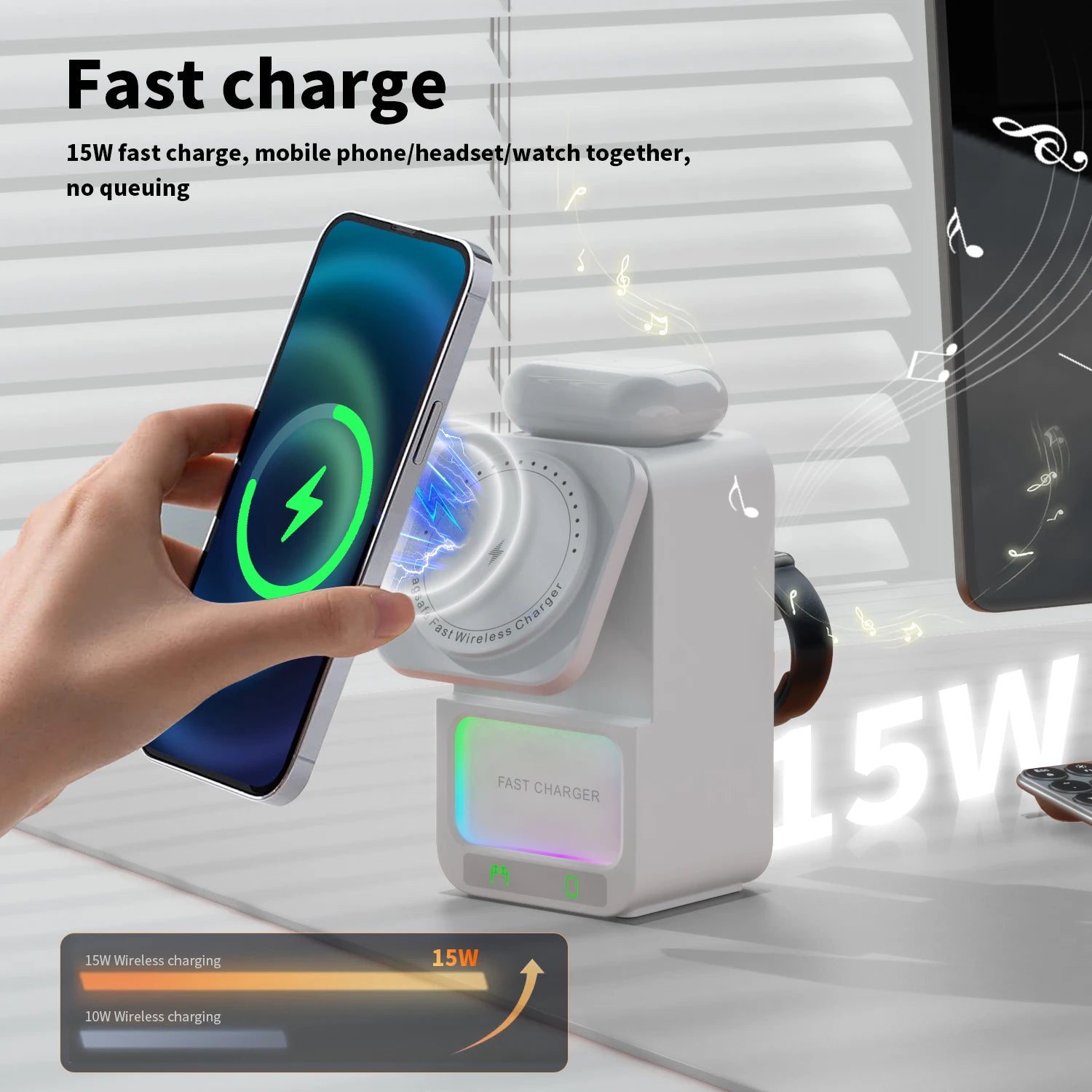 5-in-1 Wireless Charger + Speaker (Apple Devices)