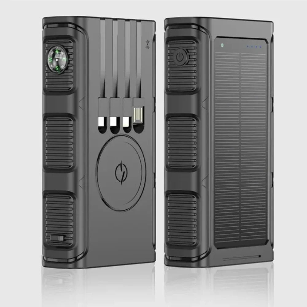 PD20W ソーラーパワーバンク 30000mAh: USB-C + LED ワイヤレス