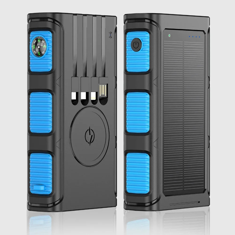 PD20W ソーラーパワーバンク 30000mAh: USB-C + LED ワイヤレス