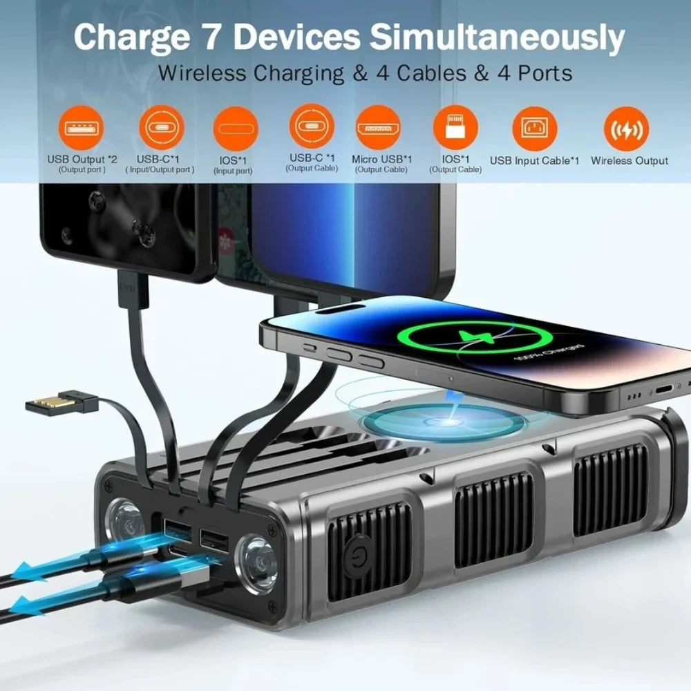 PD20W ソーラーパワーバンク 30000mAh: USB-C + LED ワイヤレス