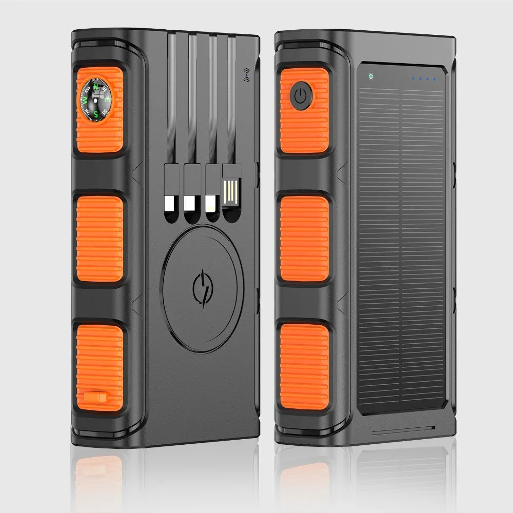 PD20W ソーラーパワーバンク 30000mAh: USB-C + LED ワイヤレス