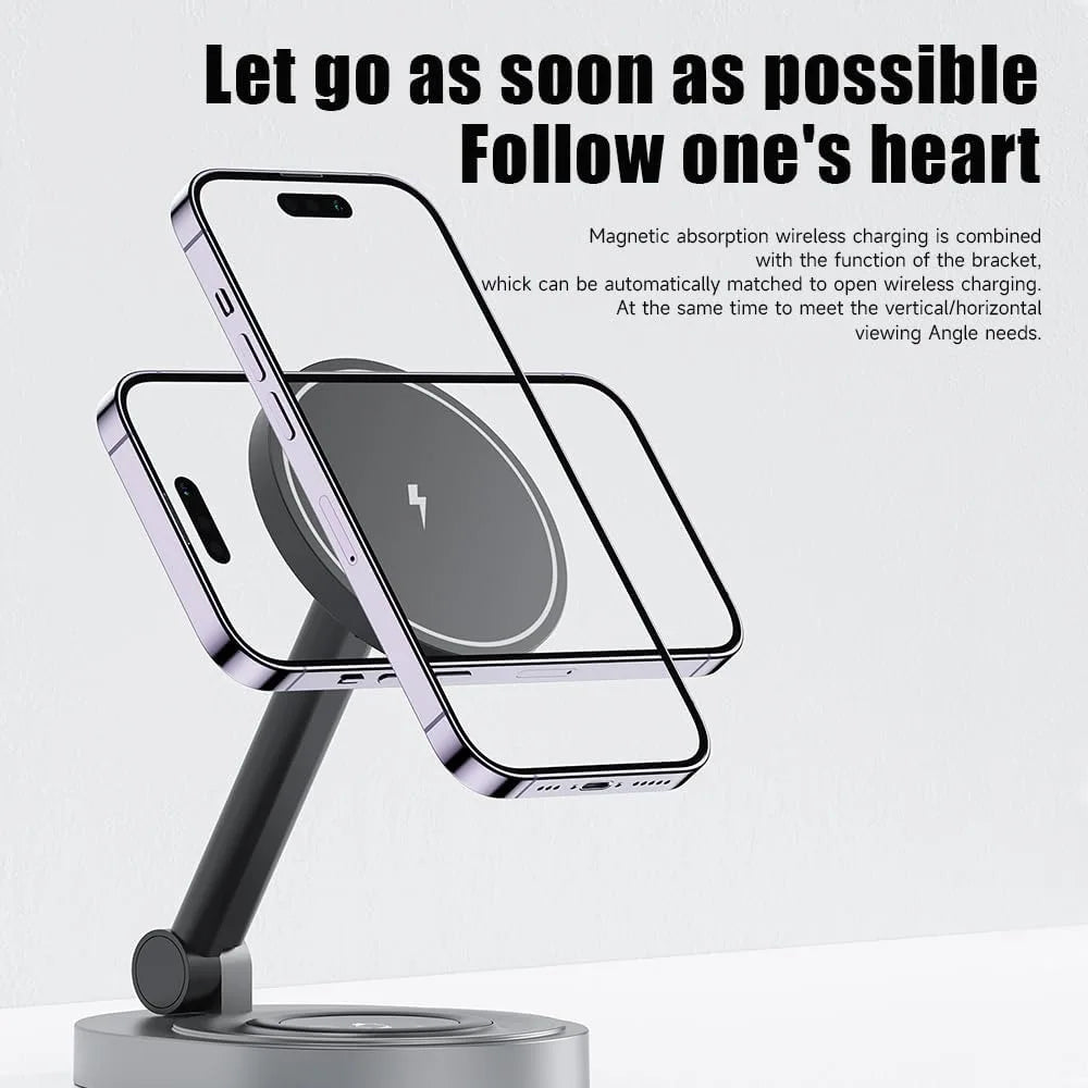 15W Qi2 2-in-1 Foldable Magnetic Charger Stand
