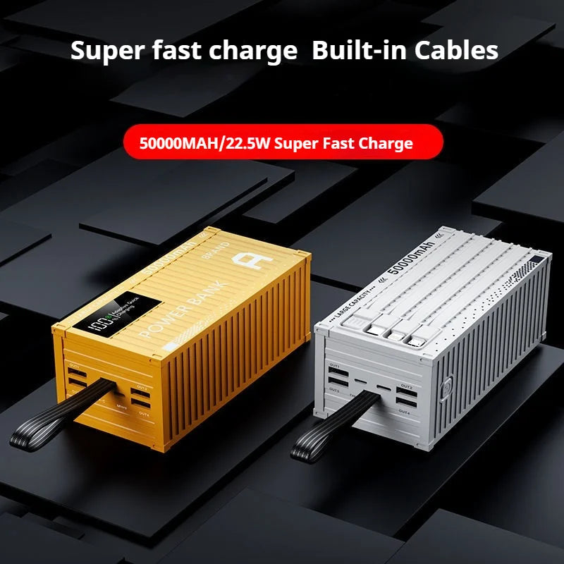 50000mAh PD22.5W Power Bank with Built-in Cables