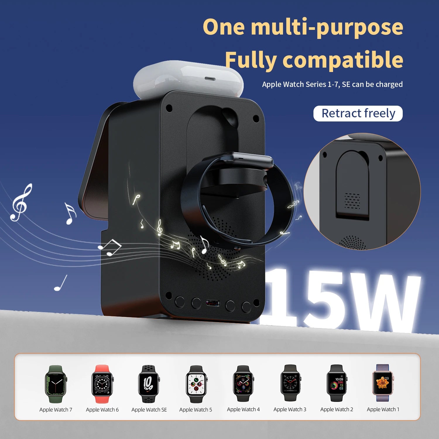 5-in-1 Wireless Charger + Speaker (Apple Devices)