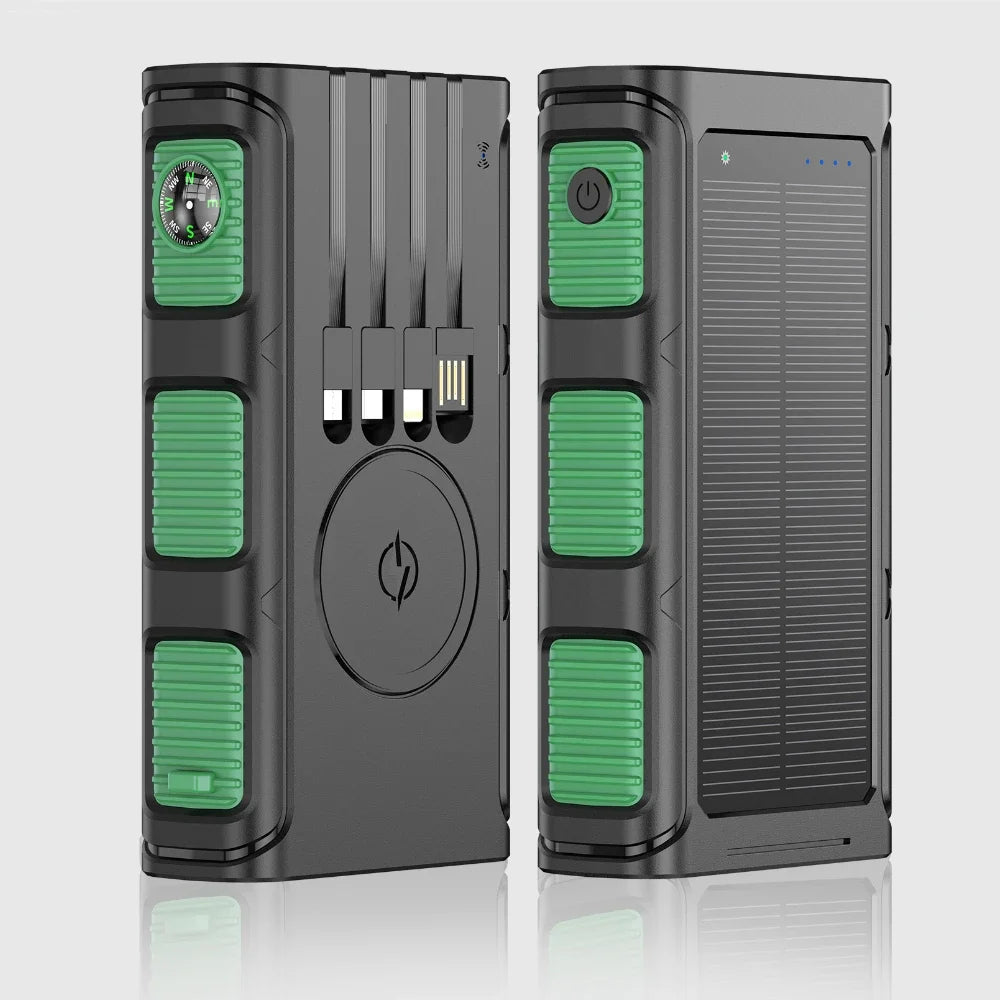 PD20W ソーラーパワーバンク 30000mAh: USB-C + LED ワイヤレス