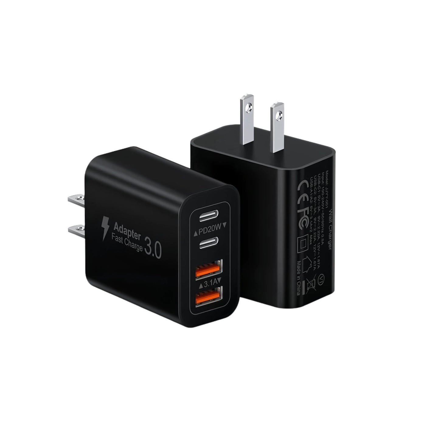 40W USB-C Charger 4-Port PD+QC Fast Charging Wall Plug