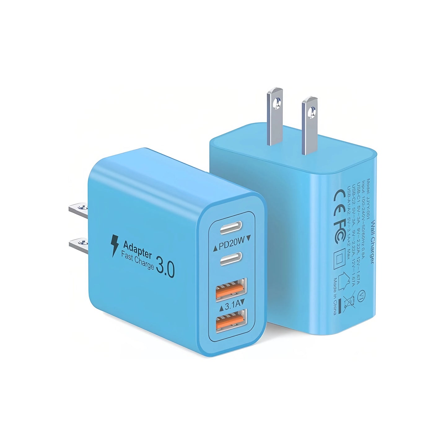 40W USB-C Charger 4-Port PD+QC Fast Charging Wall Plug