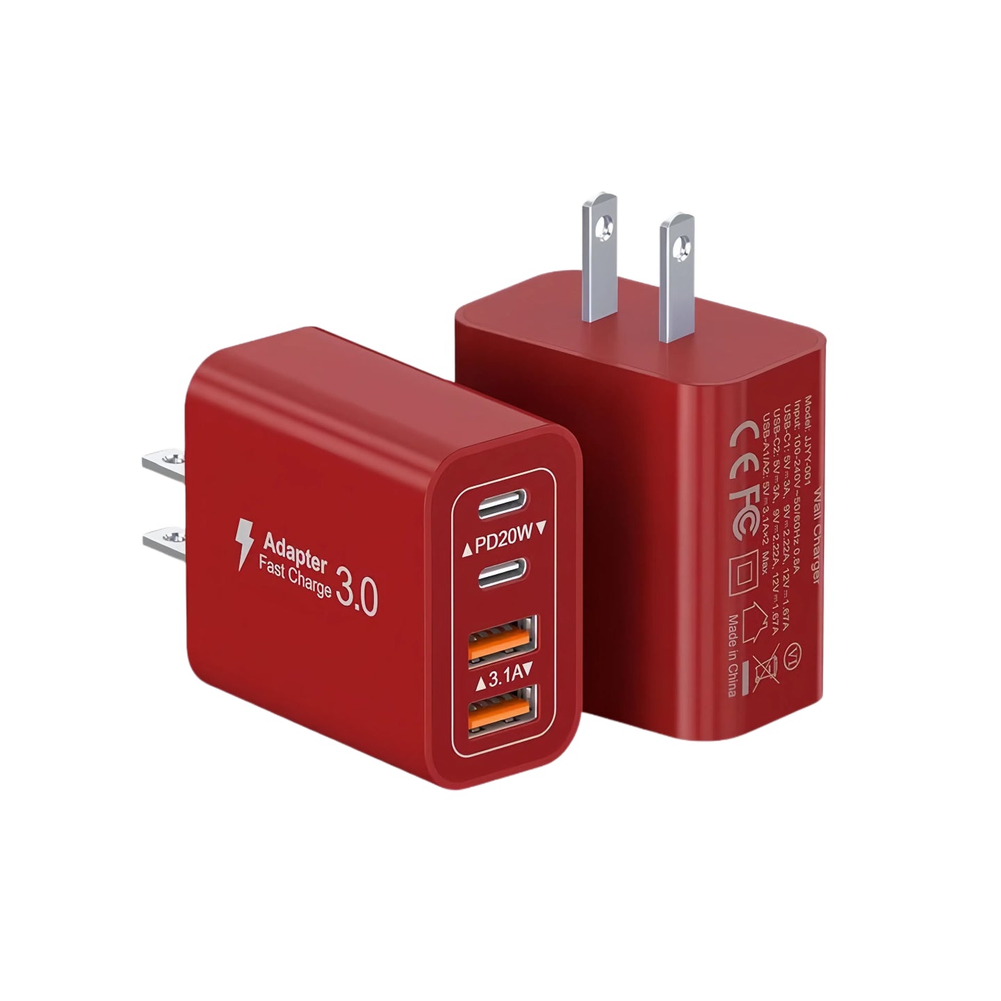 40W USB-C Charger 4-Port PD+QC Fast Charging Wall Plug